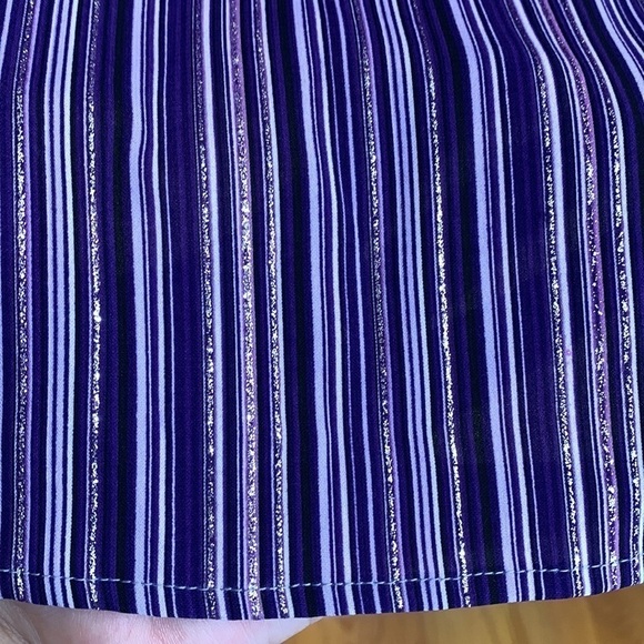Lilly Collection | Purple Striped Button Down Metallic Thread Shirt Dress NWT S - Picture 15 of 17